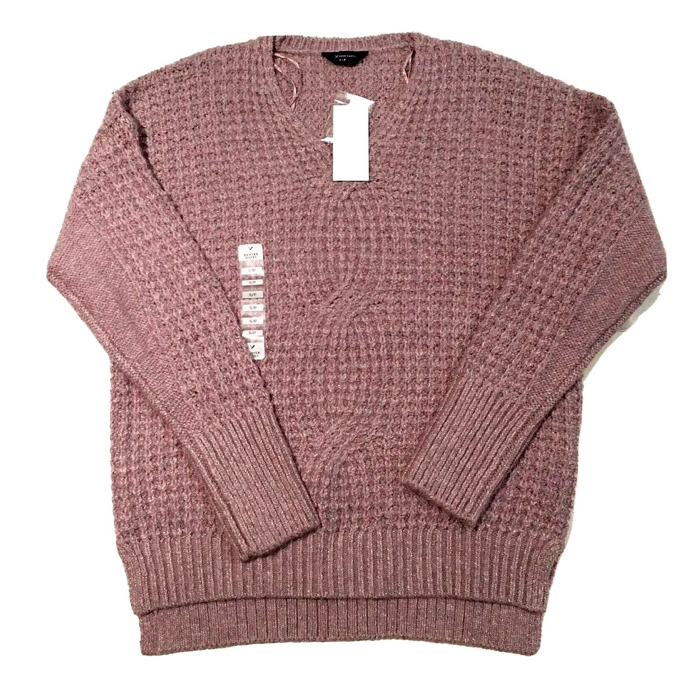 Denver Hayes Pinkish Purple Knit Sweater Size Small Cozy Warm V Neck Winter New
